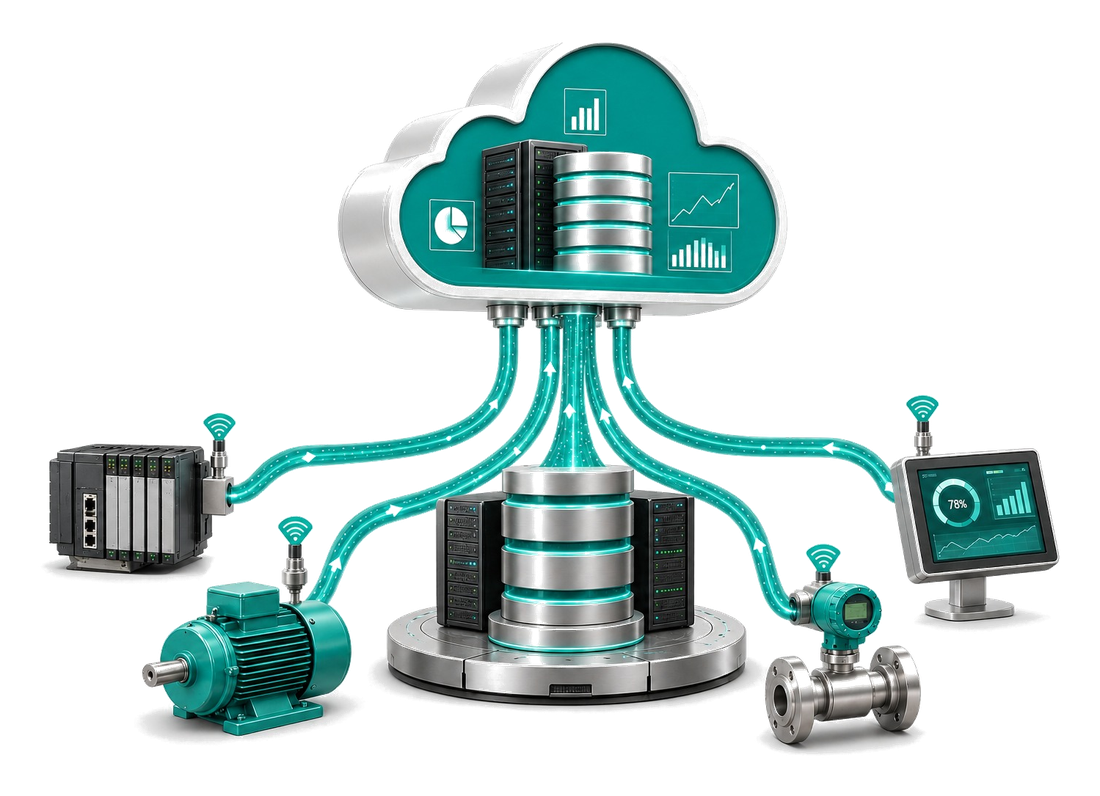 Plant equipment streaming signals up into one cloud data model